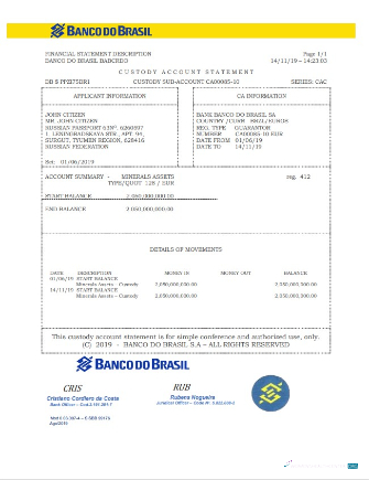 Download Brazil Banco do Brasil bank statement word